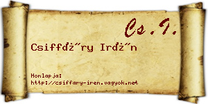 Csiffáry Irén névjegykártya